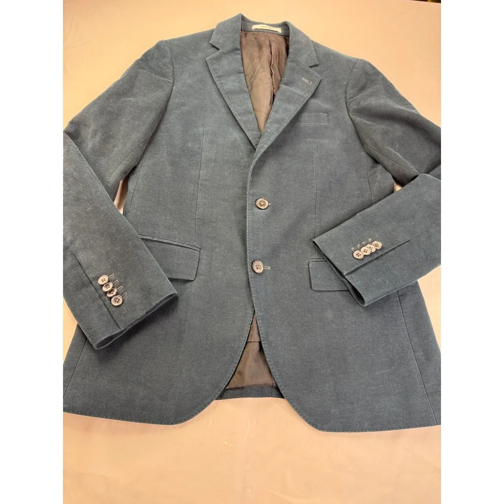 Club Monaco Grant Fit Mens 38 Cotton Blazer Sport Coat Dark Teal Blue Academia